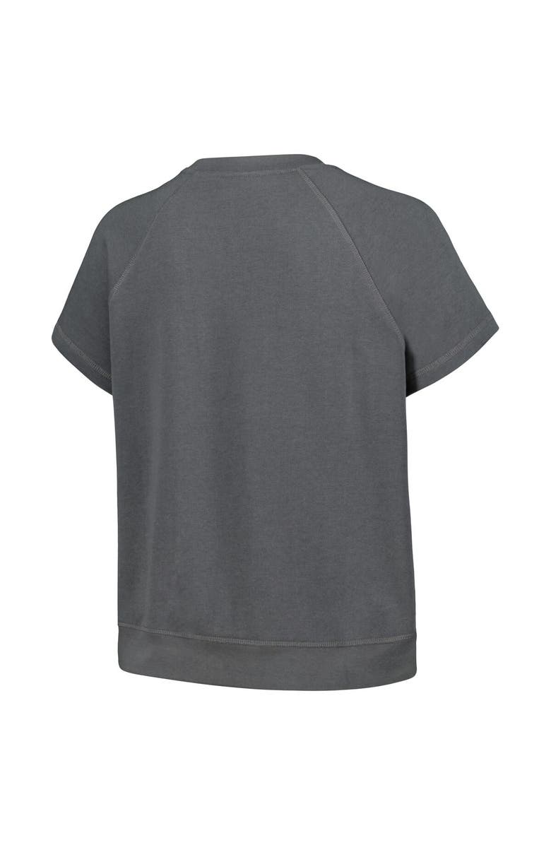 THE WILD COLLECTIVE Women's The Wild Collective Gray Chicago Bulls Embroidered Fleece Raglan Short Sleeve Pullover Sweatshirt, Alternate, color, Gray