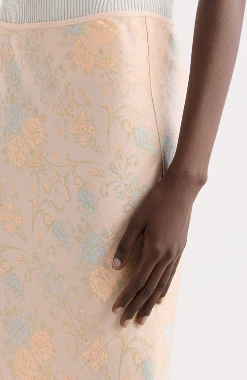 Dries Van Noten Sati Floral Satin Midi Skirt In Light Pink