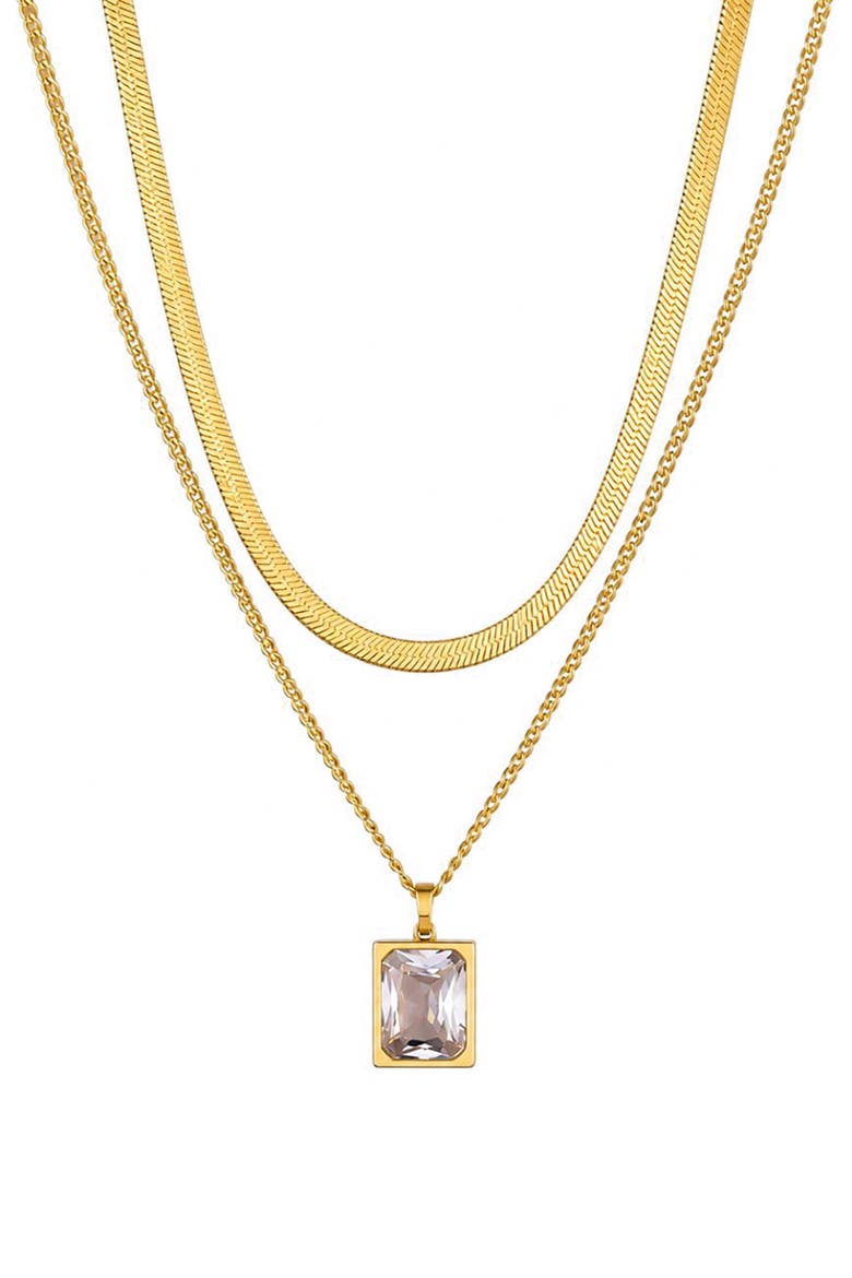 Layered Crystal Pendant Necklace, Main, color, GOLD