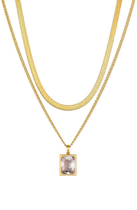Layered Crystal Pendant Necklace