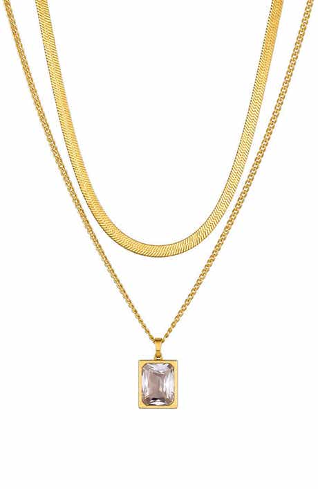 Layered Crystal Pendant Necklace