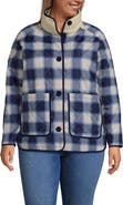 Lands' End Plus Size High Pile Fleece Reversible Mixed Media Long Jacket