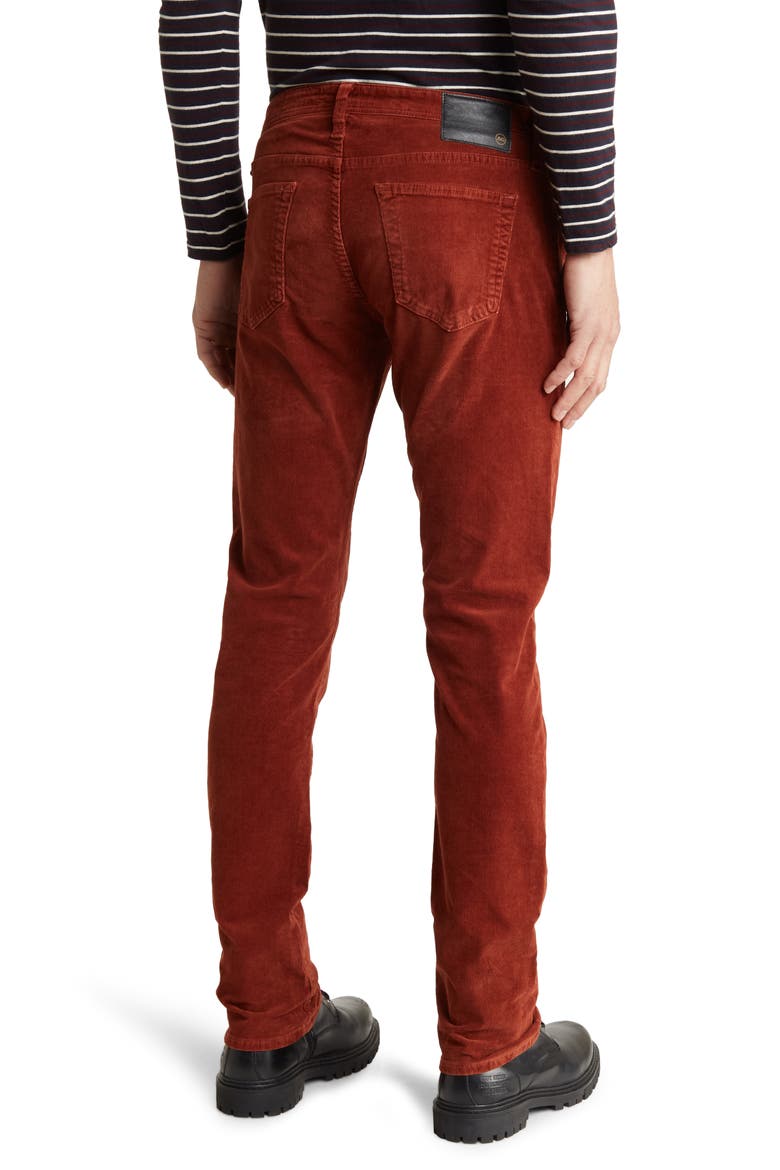 Tellis Slim Fit Corduroy Pants, Alternate, color, SULFUR RICH CRIMSON