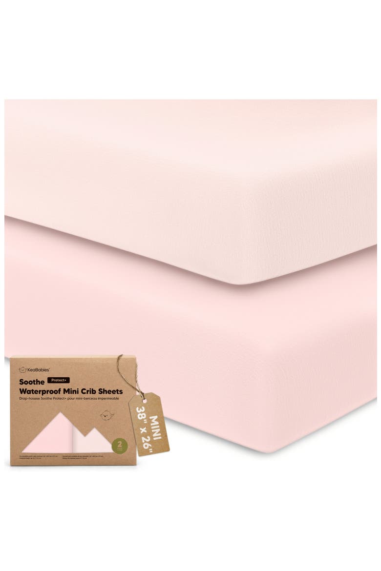 2-Pack Soothe [Protect+] Waterproof Mini Crib Sheets, Main, color, Mist Rose