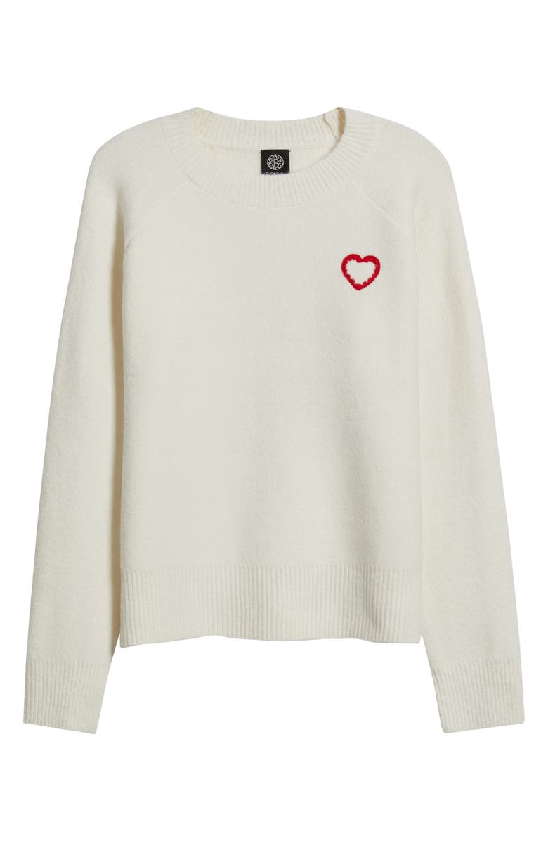 Bobeau Embroidered Heart Sweater, Alternate, color, White/ Red