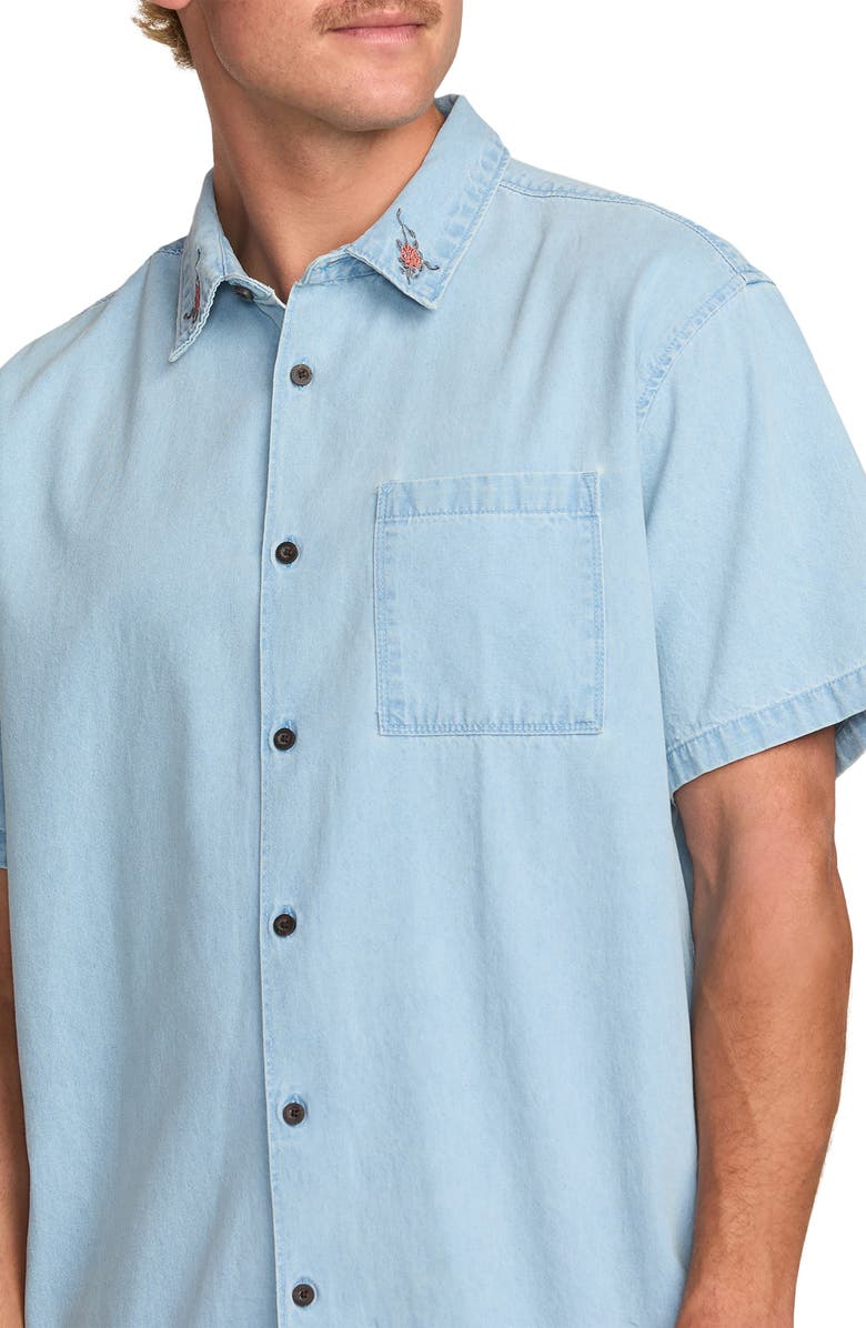 Billabong Occy Short Sleeve Button-Up Shirt, Alternate, color, Cool Blue
