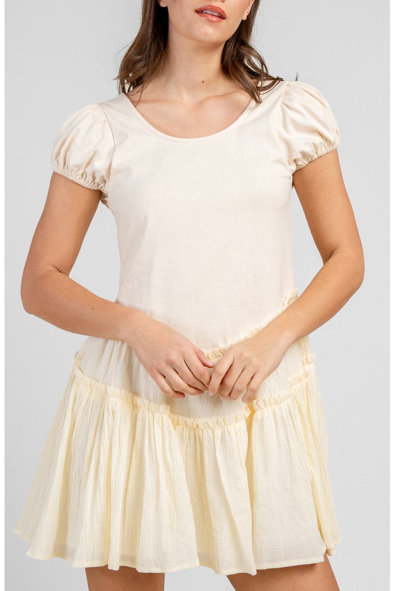 Mixed Media Drop Waist Minidress, Alternate, color, BEIGE