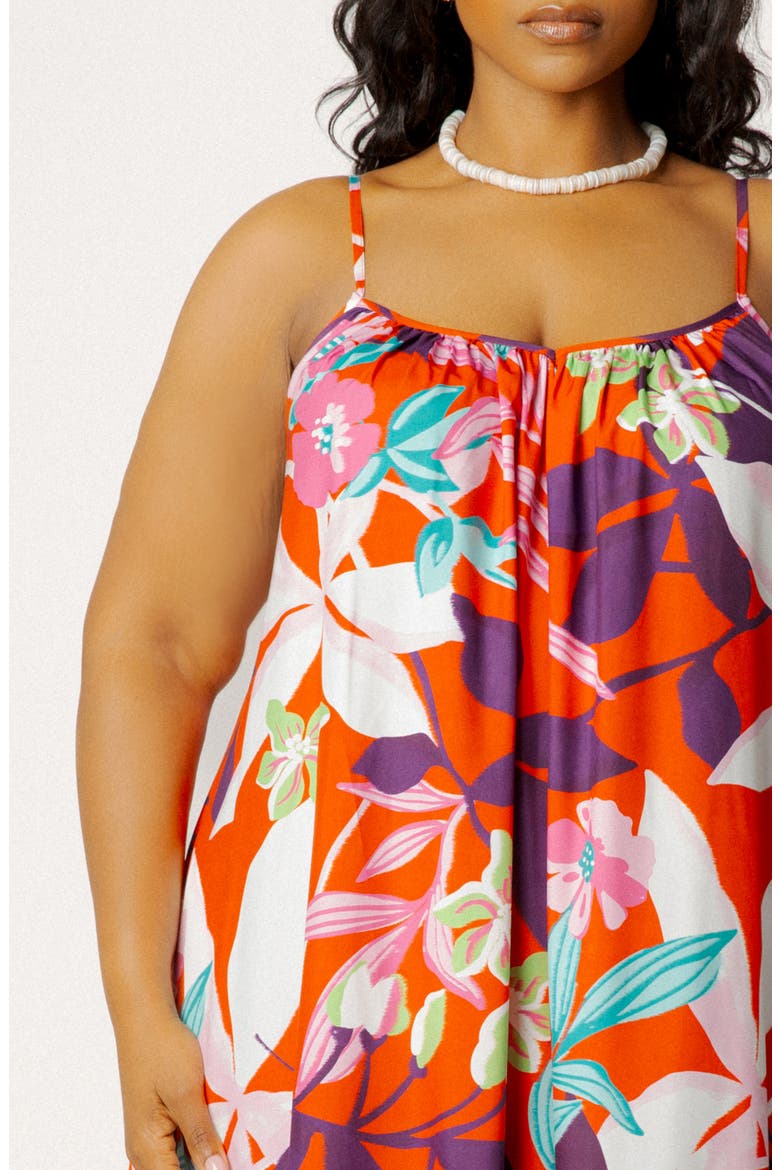Floral Print Voluminous Maxi Dress, Alternate, color, RED MULTI