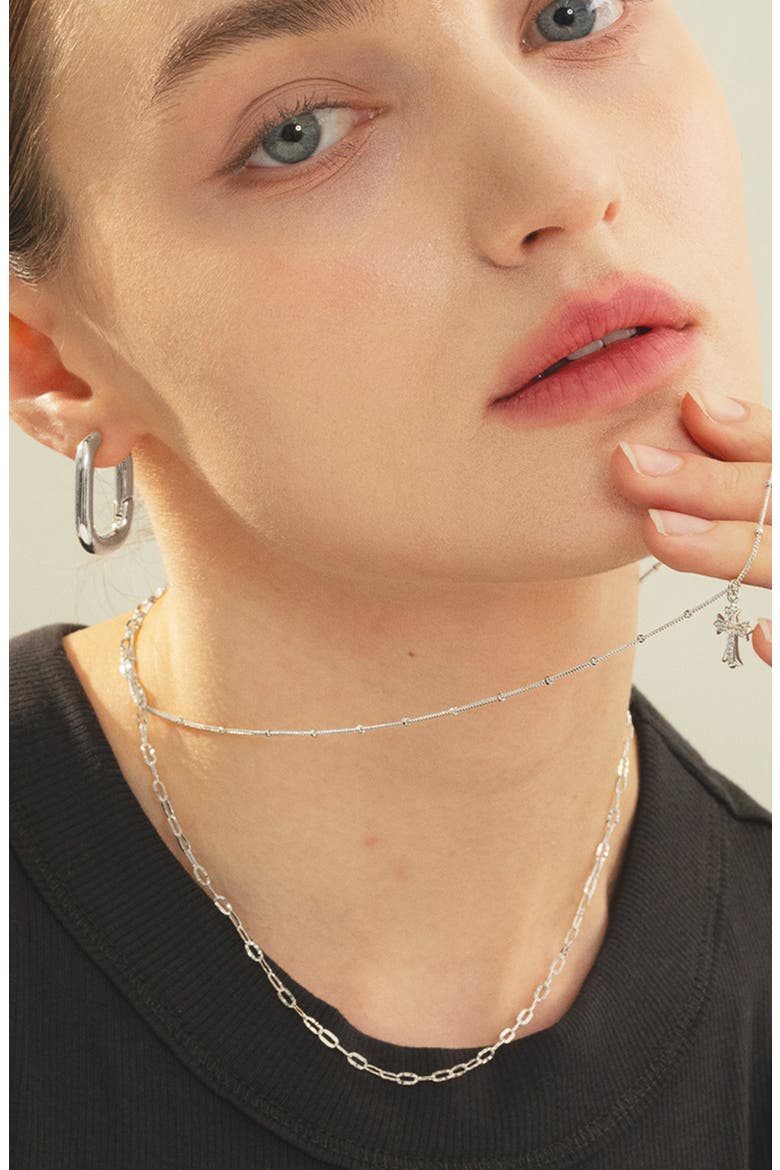 Sterling Silver 18k Gold Plated Celine Chain Necklace Dainty Bold Look, Alternate, color, Silver