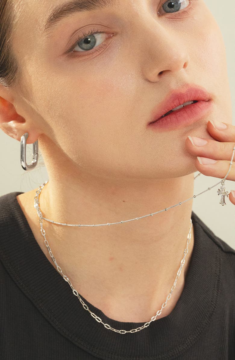 Bearfruit Jewelry Sterling Silver 18k Gold Plated Celine Chain Necklace Dainty Bold Look, Alternate, color, Silver