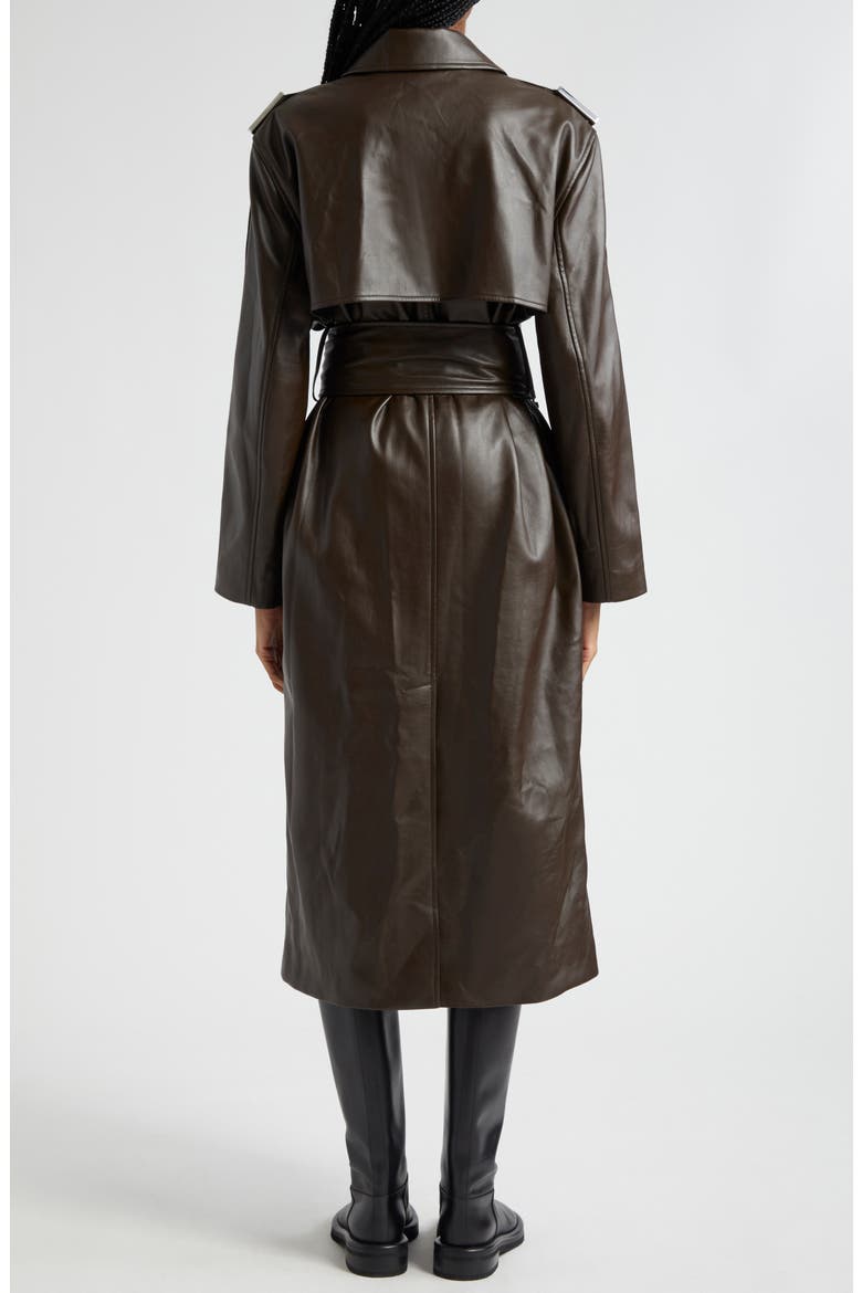 Oversize Faux Leather Trench Coat, Alternate, color, CHOCOLATE