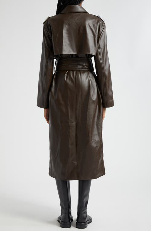 Stine Goya Oversize Faux Leather Trench Coat In Chocolate