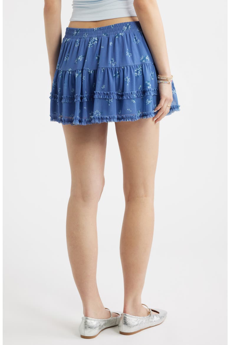 Ditsy Floral Mesh Miniskort, Alternate, color, BLUE COLONY MEADOW CLUSTERS