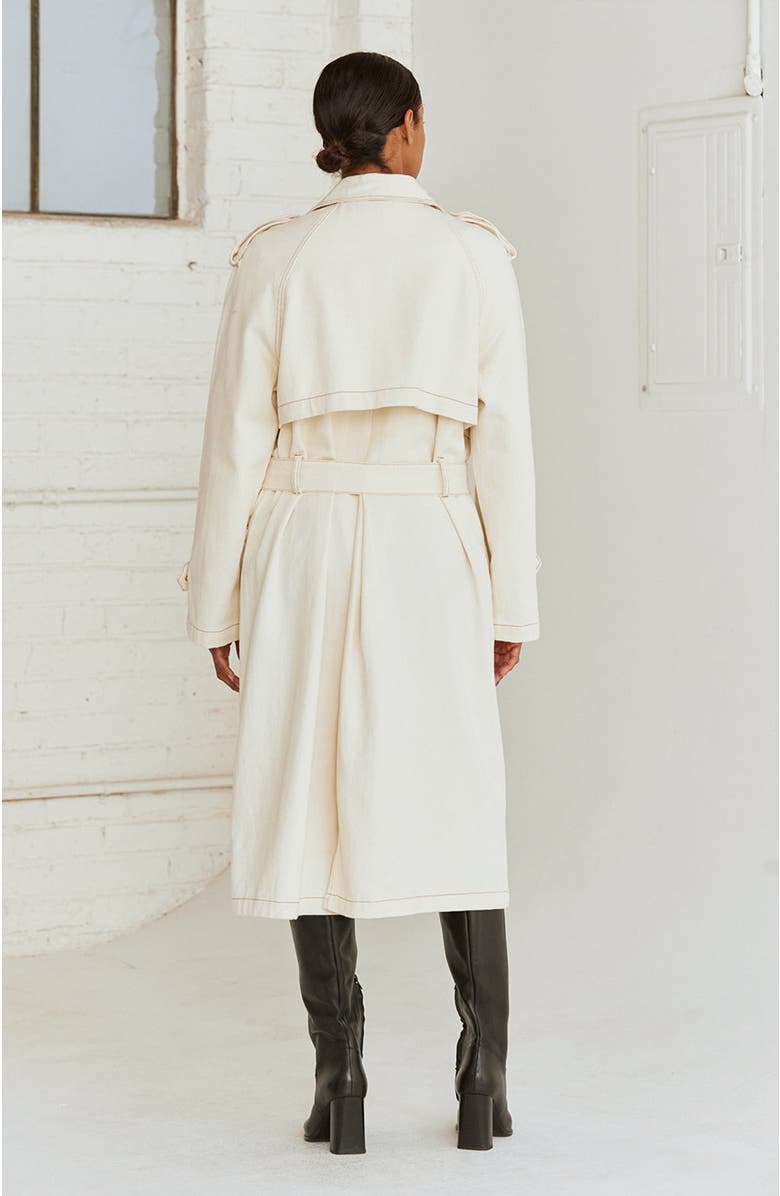 CRESCENT Denim Long Trench Coat, Alternate, color, 