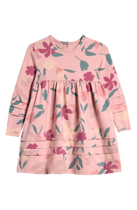 Kids' Floral Long Sleeve Cotton Dress