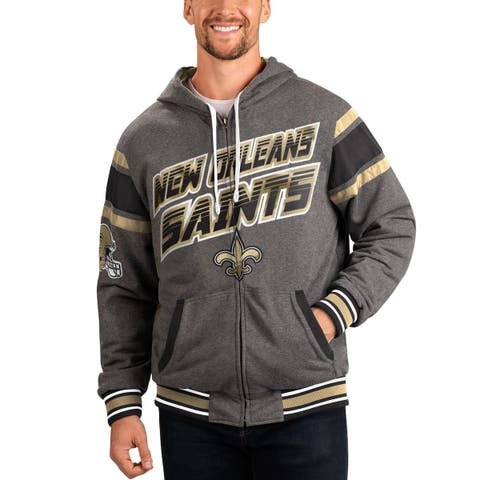 Men's G-III Sports by Carl Banks Gray/Black New Orleans Saints Extreme Full Back Reversible Hoodie Full-Zip Jacket
