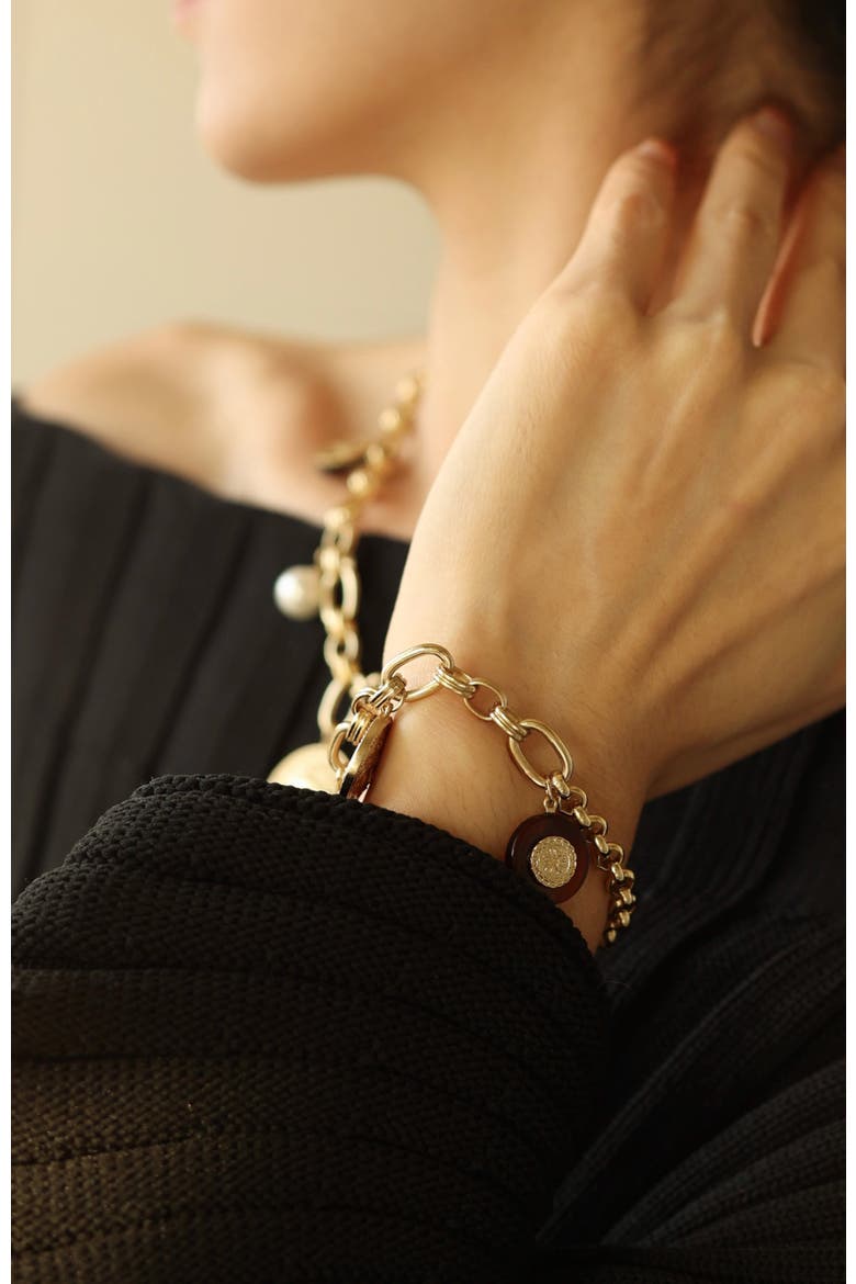 Retro Coin Bracelet, Alternate, color, Gold & Red