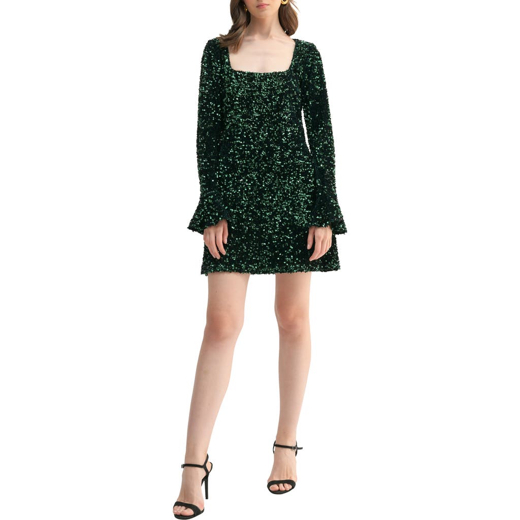 Lush Long Sleeve Sequin Velvet Minidress In Dark Green | ModeSens Lush Long Sleeve Sequin Velvet Minidress In Dark Green | ModeSens