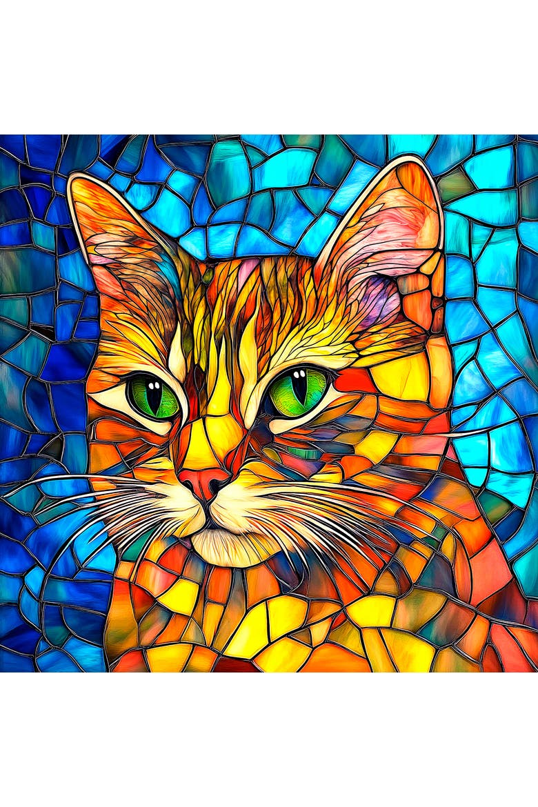 Stained Glass Ginger Cat 500 piece Jigsaw Puzzle for Adults, Alternate, color, Multicolor