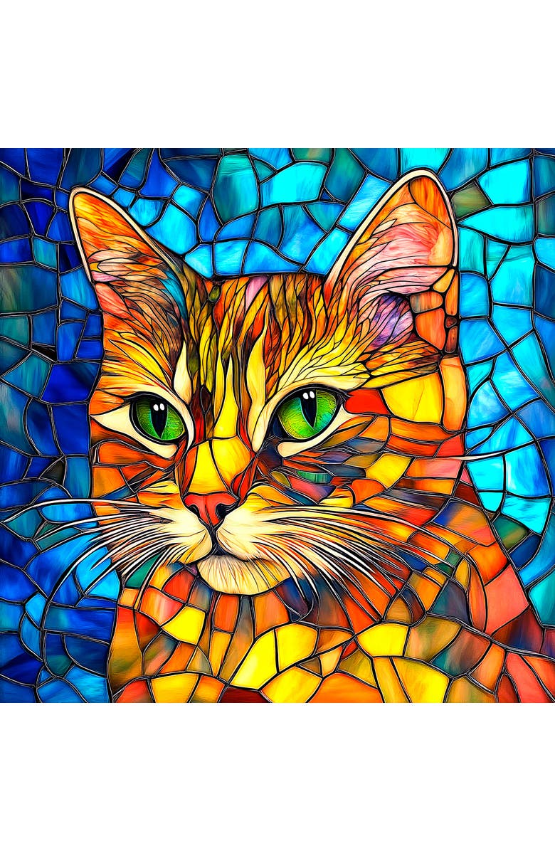 Sunsout Stained Glass Ginger Cat 500 piece Jigsaw Puzzle for Adults, Alternate, color, Multicolor