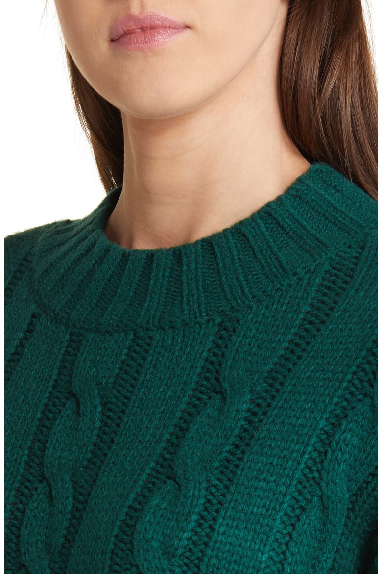 Staycation Cable Stitch Long Sleeve Sweater Dress, Alternate, color, CALLA GREEN