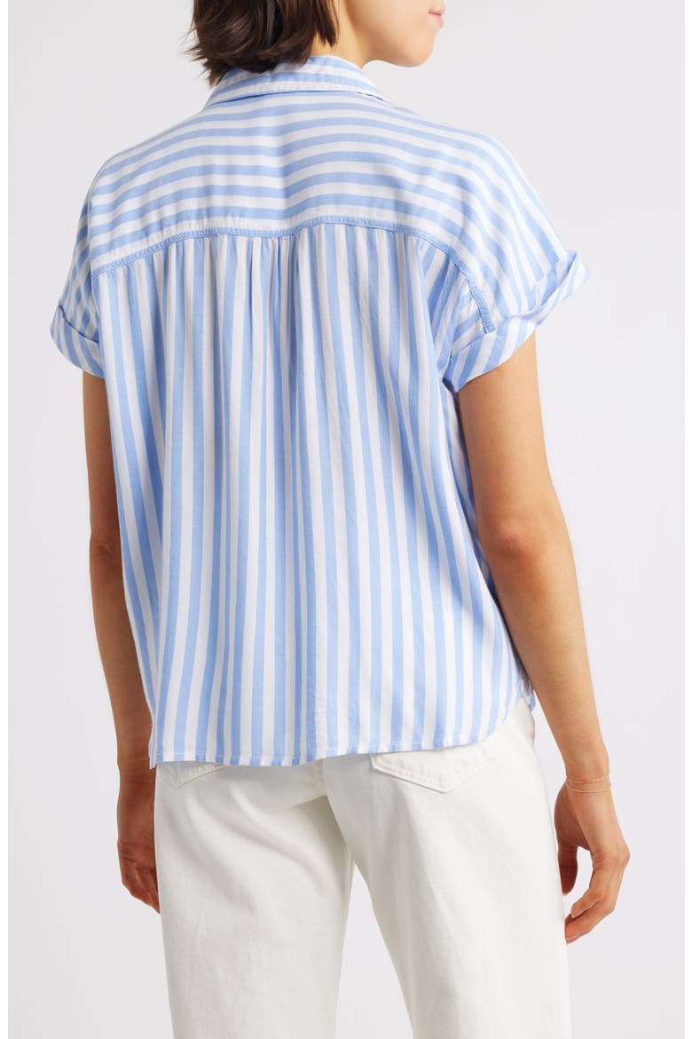 Daria Stripe Short Sleeve Button-Up Shirt, Alternate, color, NEW GLACIER