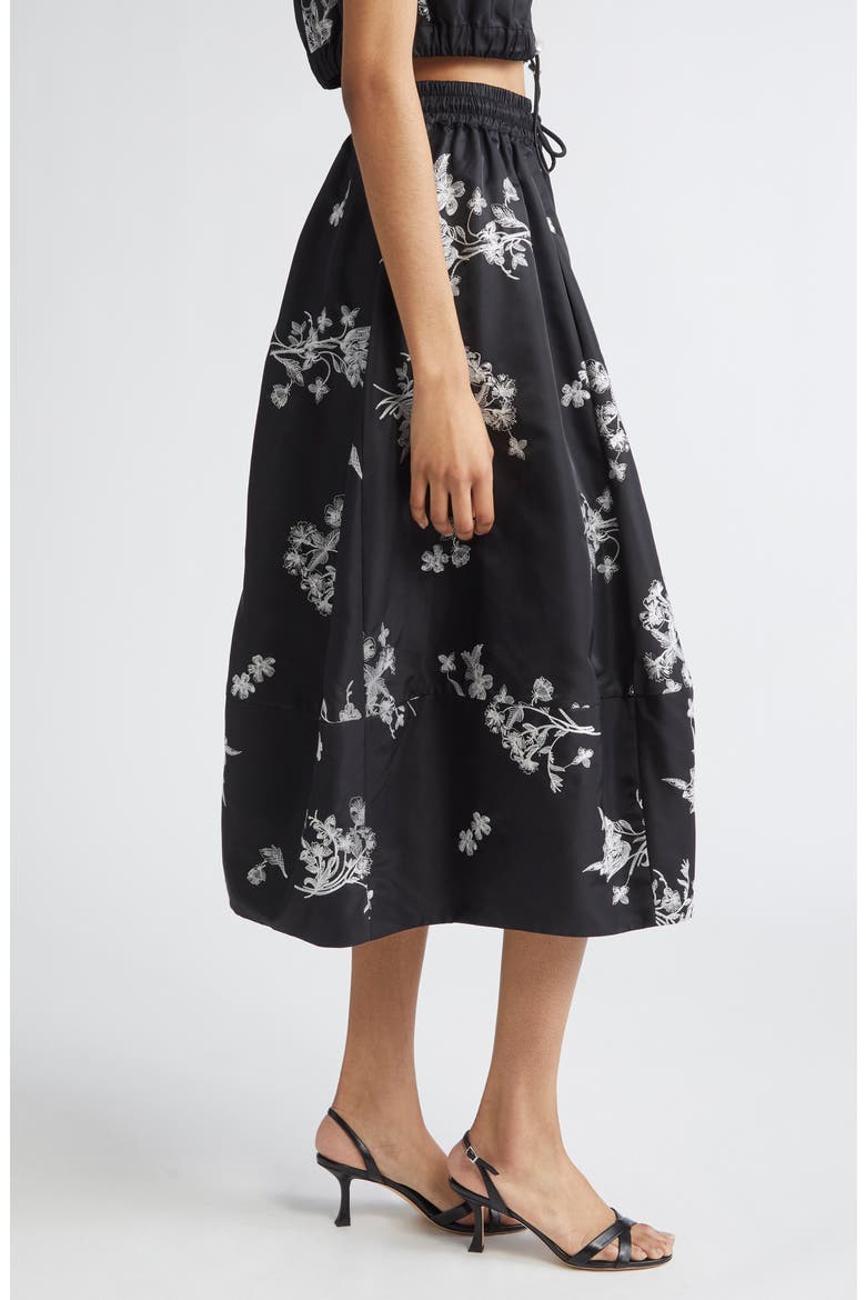 Wildflower Whimsy Embroidered Drawstring Skirt, Alternate, color, BLACK/ IVORY