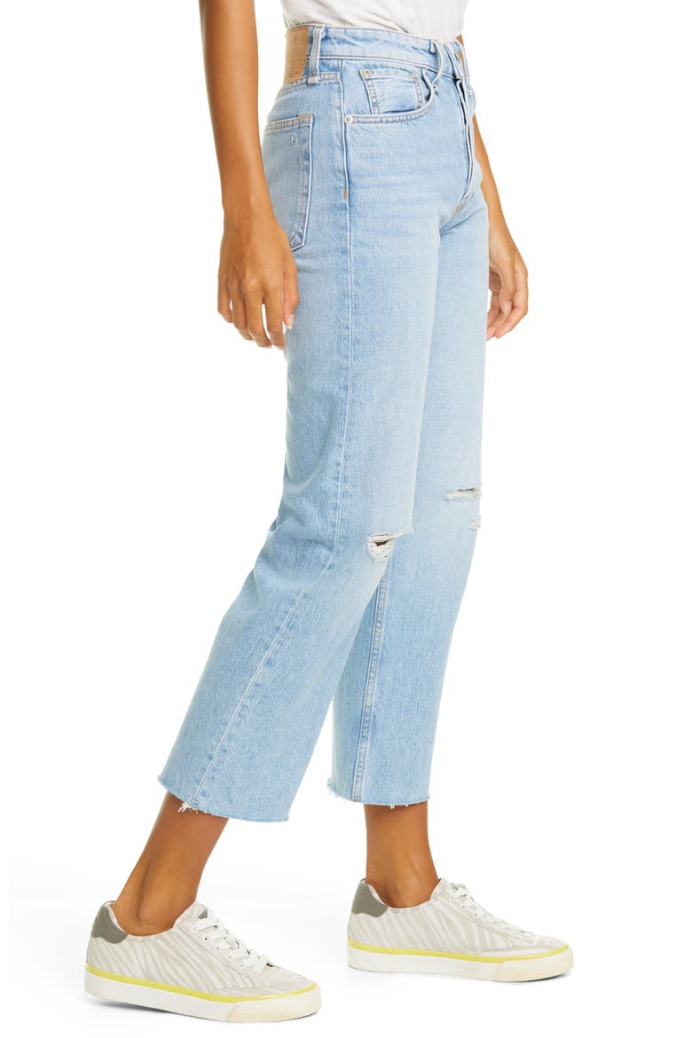 Maya Ripped High Waist Ankle Straight Leg Jeans, Alternate, color, HARDWICK
