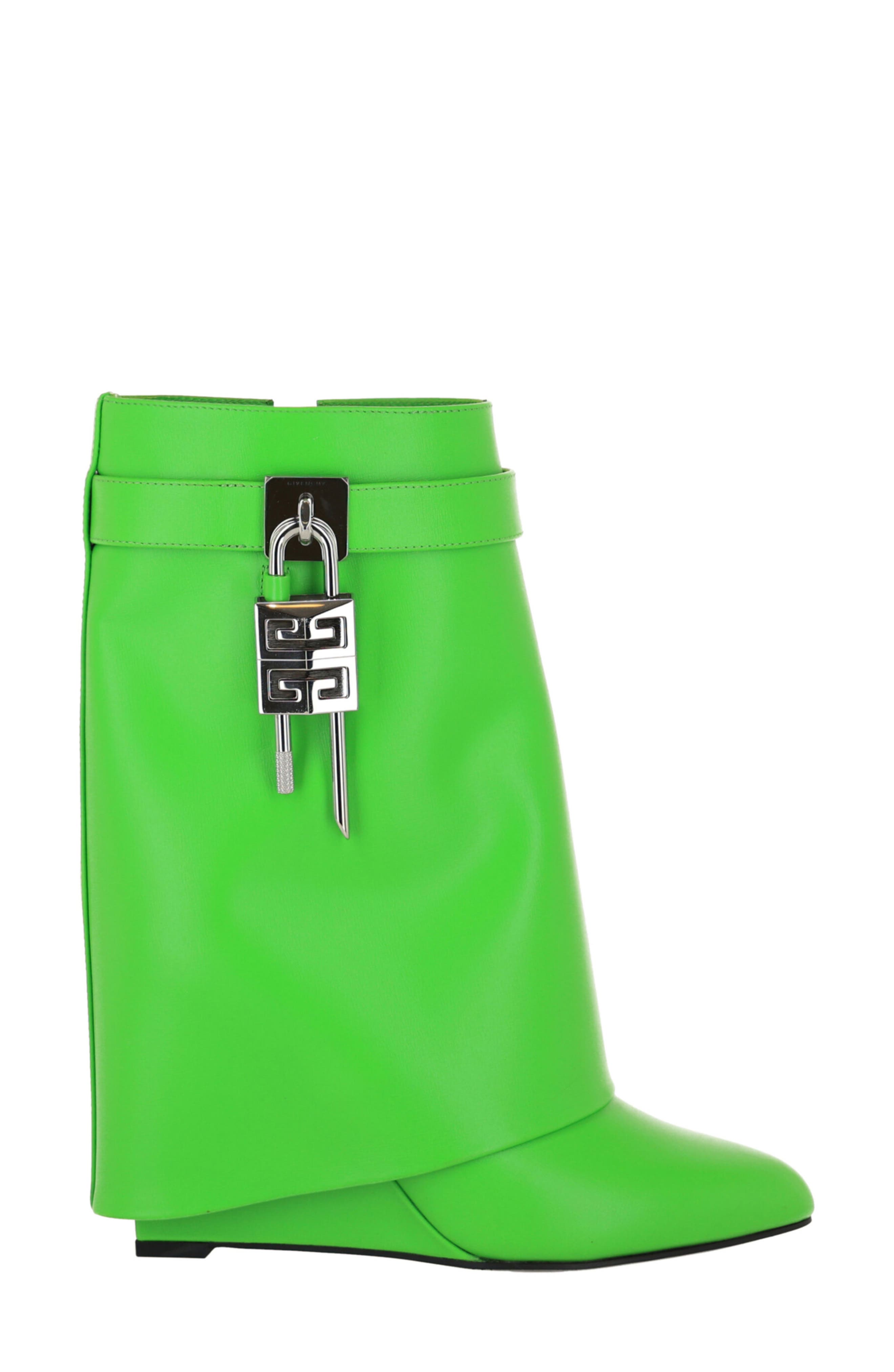 Givenchy Shark Lock Leather Wedge Boot, Alternate, color, Absynthe Green