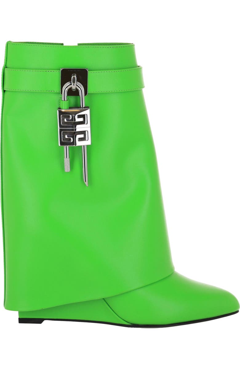 Givenchy Shark Lock Leather Wedge Boot, Alternate, color, Absynthe Green