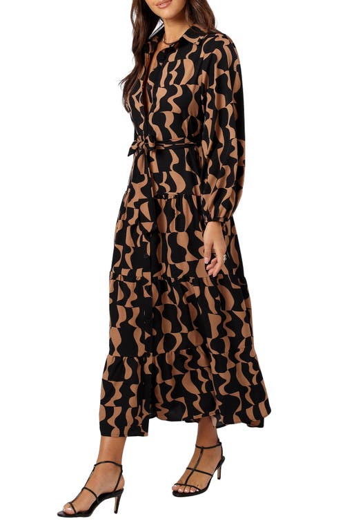 Petal And Pup Petal & Pup Lincoln Tie Waist Long Sleeve Maxi Dress In Multi