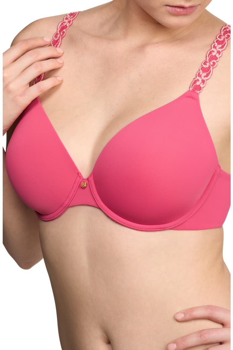 Pure Luxe Underwire T-Shirt Bra, Alternate, color, VINTAGE CHERRY/ PEACH BLUSH