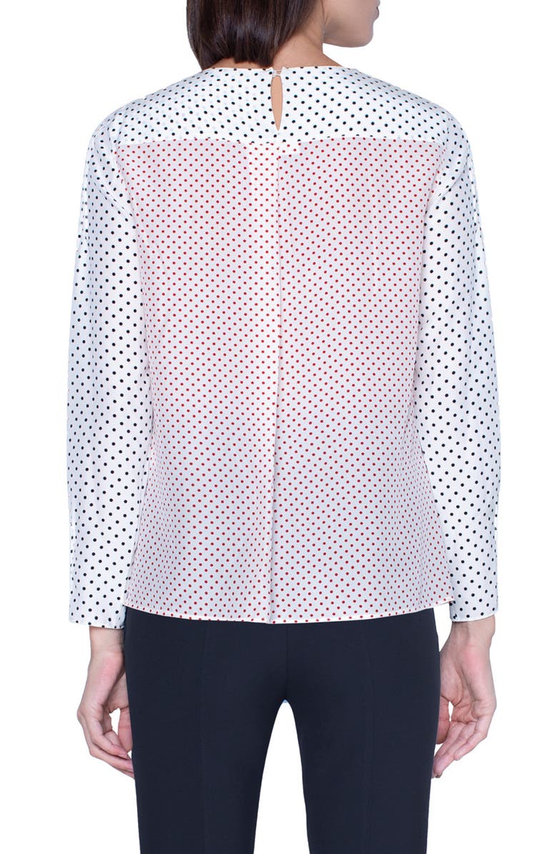 Akris punto Dot Ruffle Silk Top, Alternate, color,