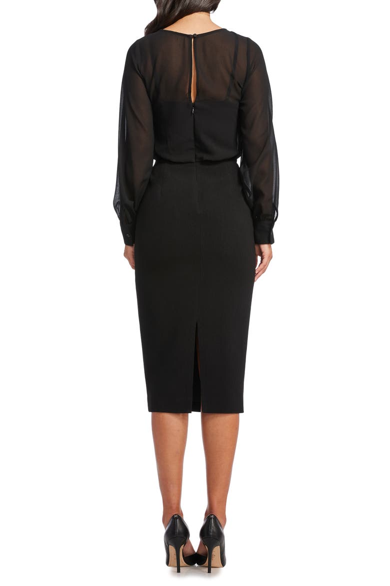 Pilar Mixed Media Long Sleeve Dress, Alternate, color, BLACK