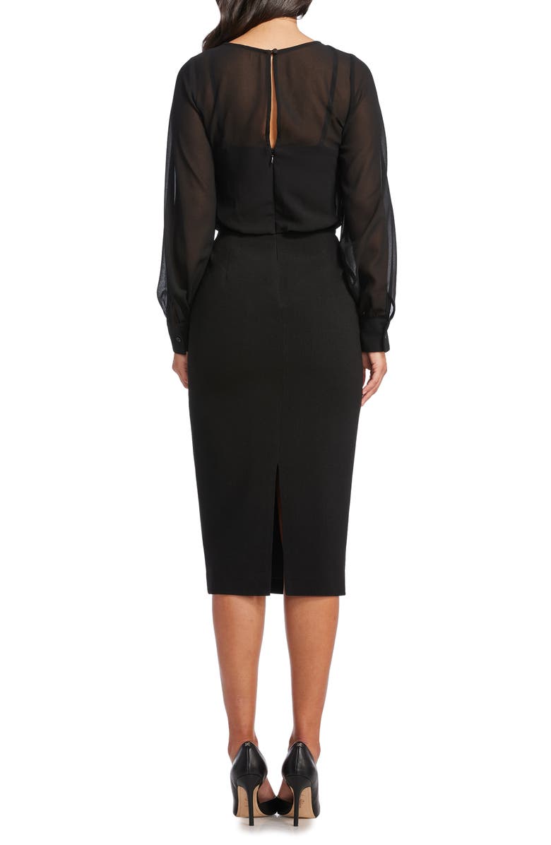 Dress the Population Pilar Mixed Media Long Sleeve Dress, Alternate, color, Black