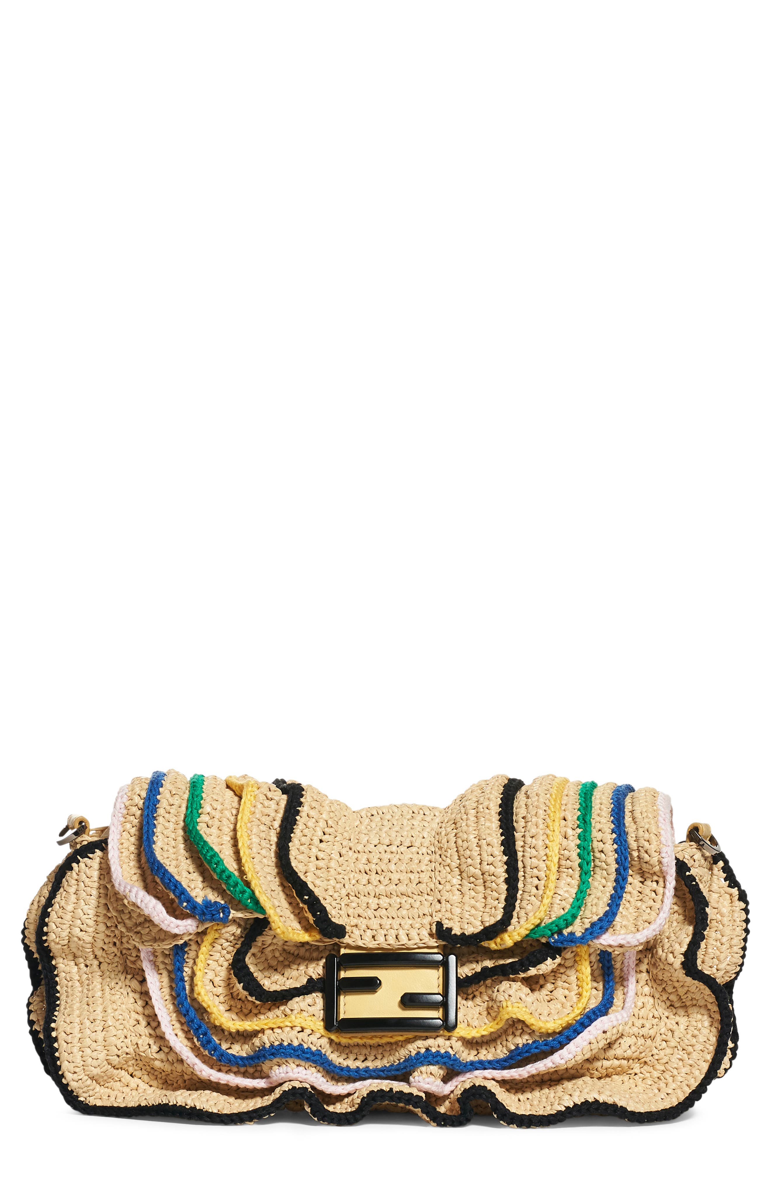 Raffia Wave Baguette, Main, color, NATURAL/ MULTI