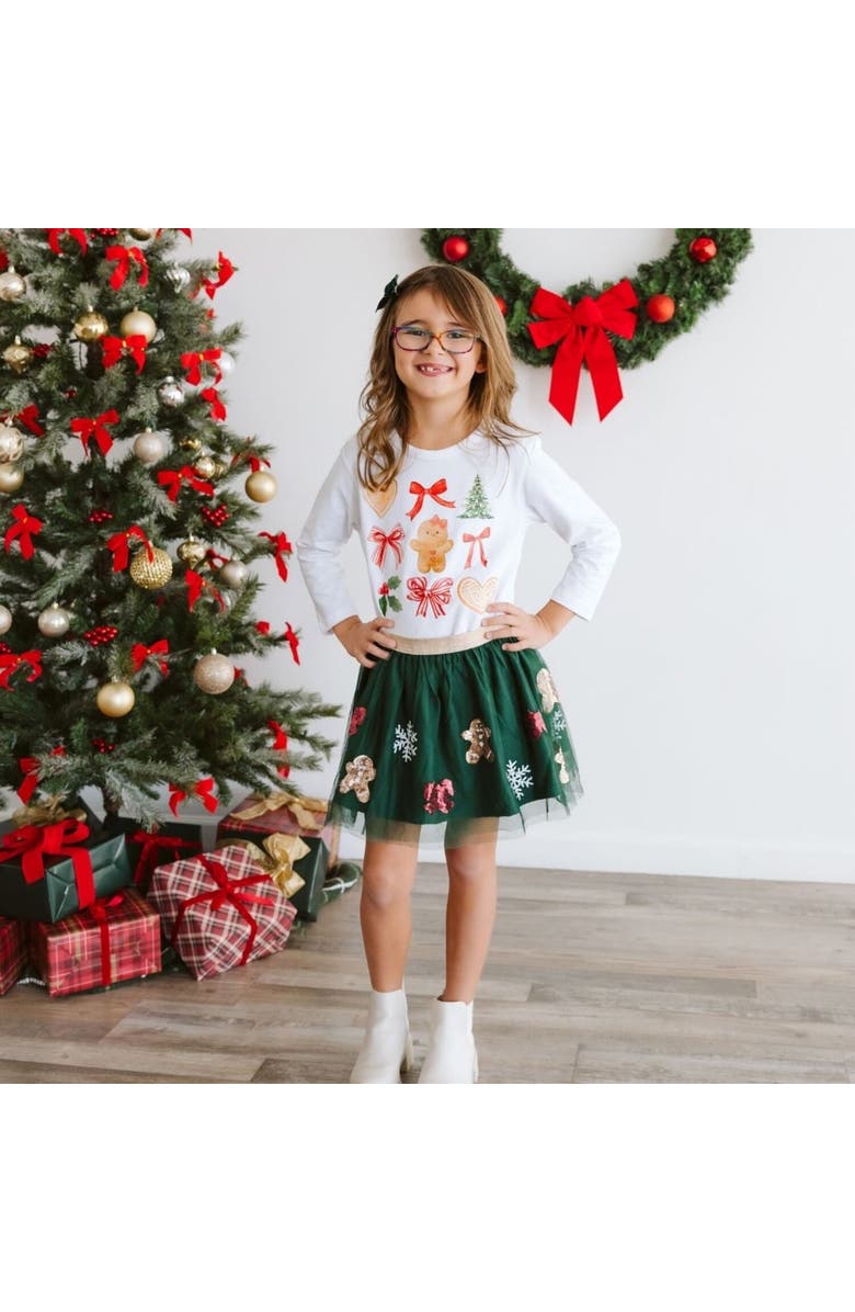 Sweet Wink Gingerbread Cutie Christmas Long Sleeve Shirt, Alternate, color, White