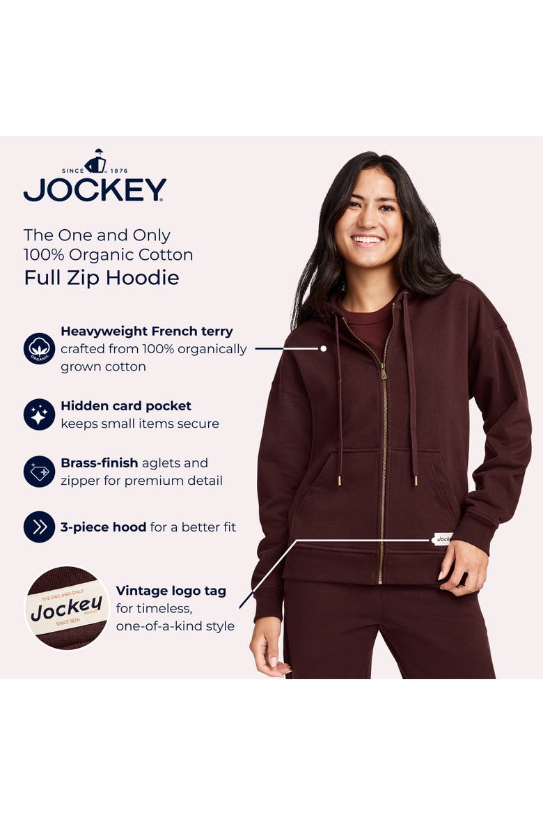 Womens The One and Only 100% Organic Cotton Full Zip Hoodie, Alternate, color, Currant