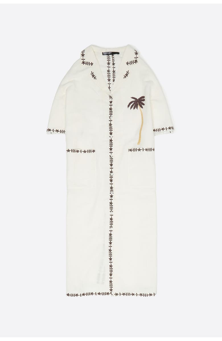 Bimba y Lola Linen Palm Tree Shirt Dress, Alternate, color, Ivory
