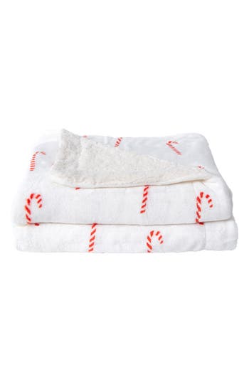 Woven & Weft Holiday Print Reversible Faux Shearling Throw Blanket