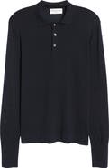Officine Générale Brutus Long Sleeve Wool & Lyocell Polo