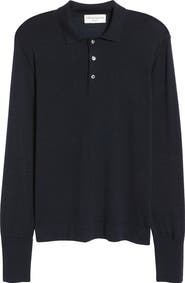 Officine Générale Brutus Long Sleeve Wool & Lyocell Polo