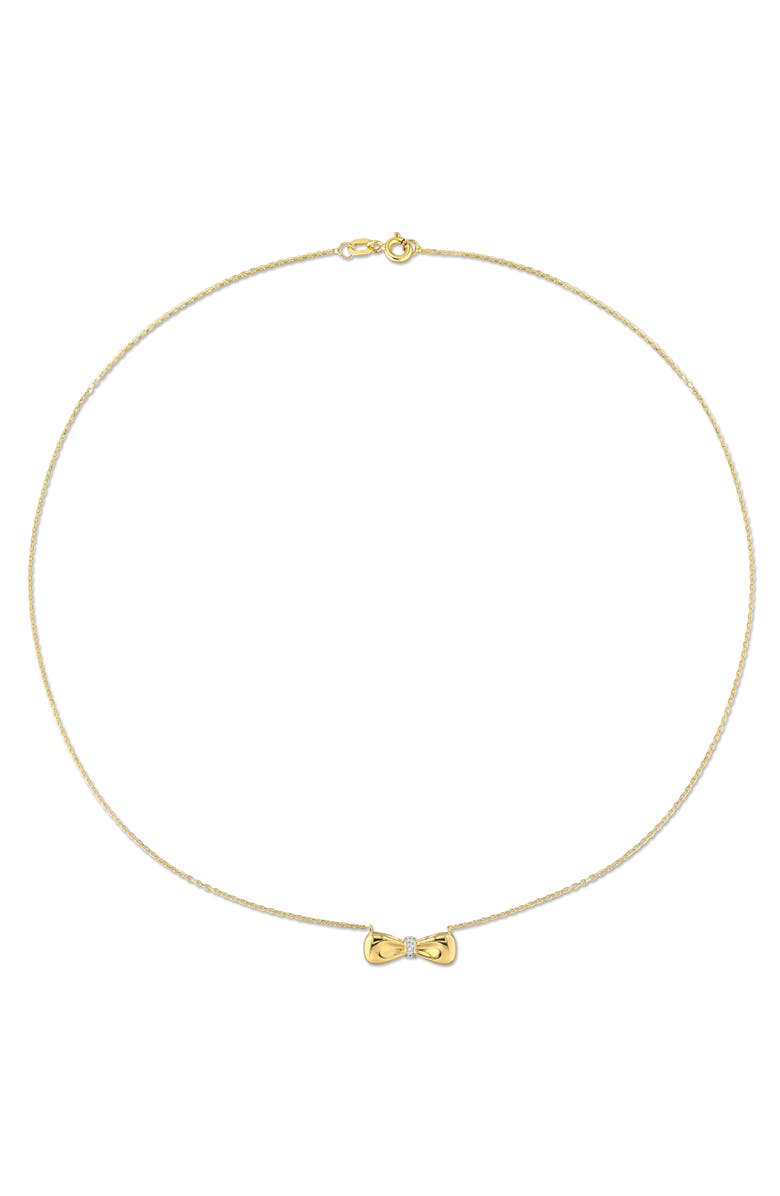 Julianna B. Diamond Accent Bow Necklace 10k Gold, Alternate, color, Yellow Gold