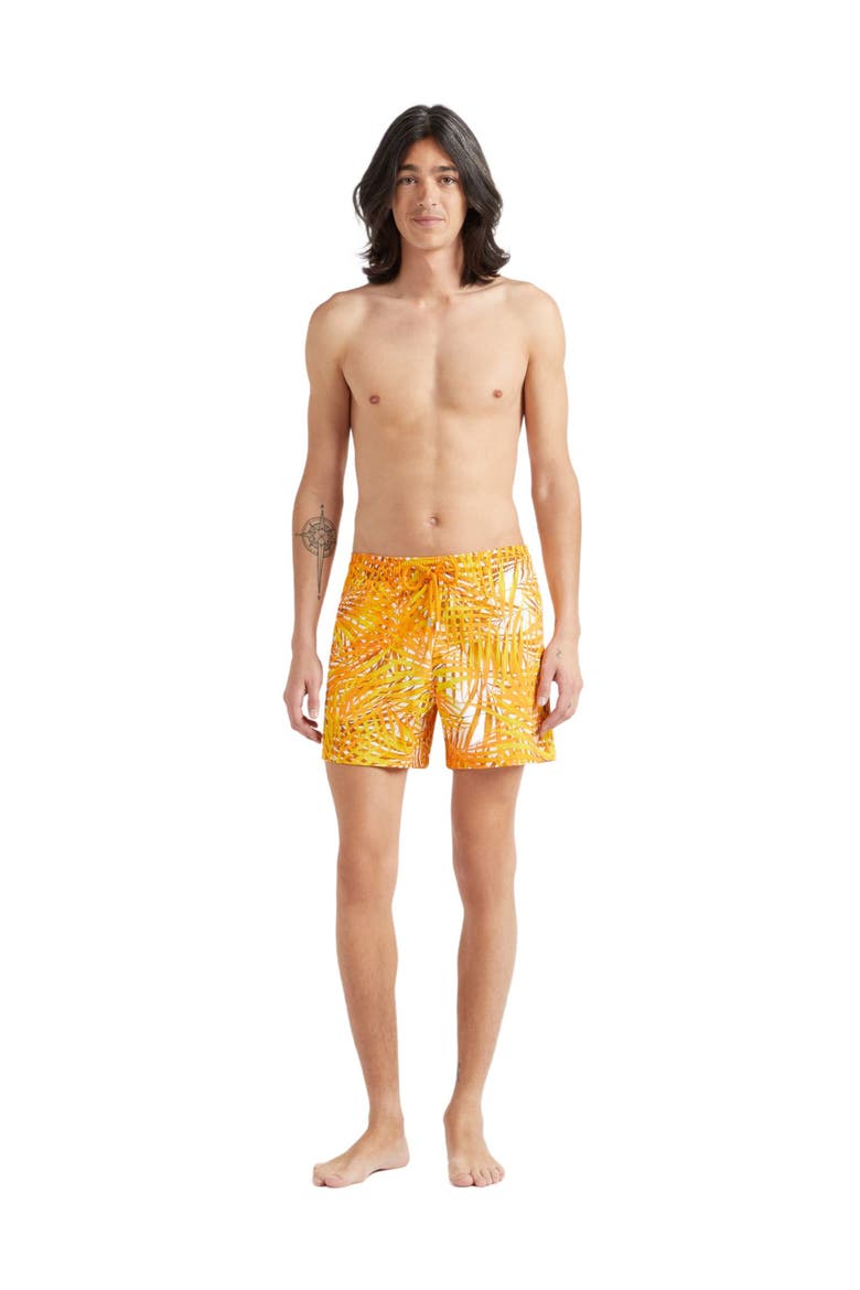 Men's Palm Leaves Stretch Swim Shorts, Main, color, MANGUE