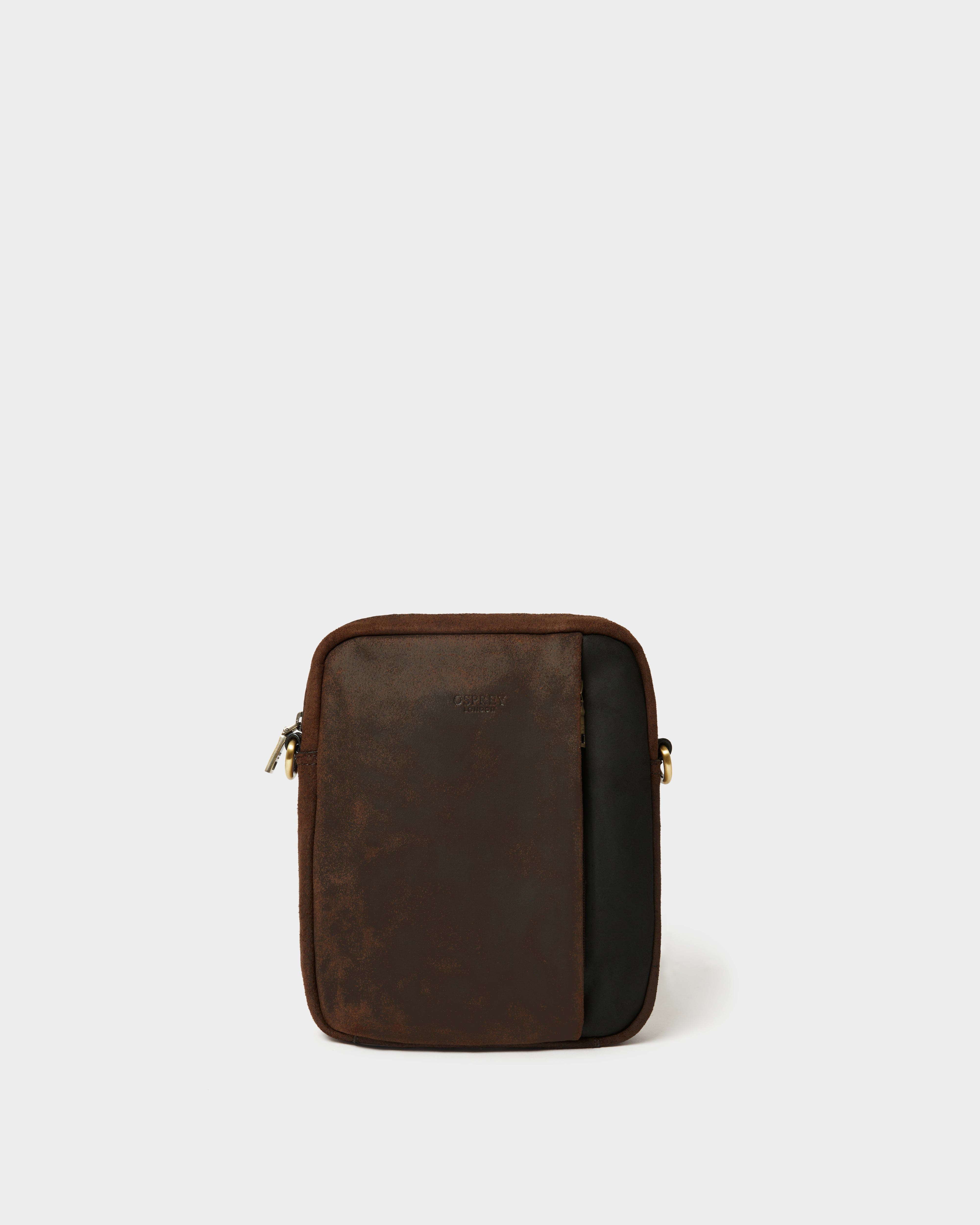 The Jenson Small Leather Messenger Bag, Alternate, color, Chocolate & Black