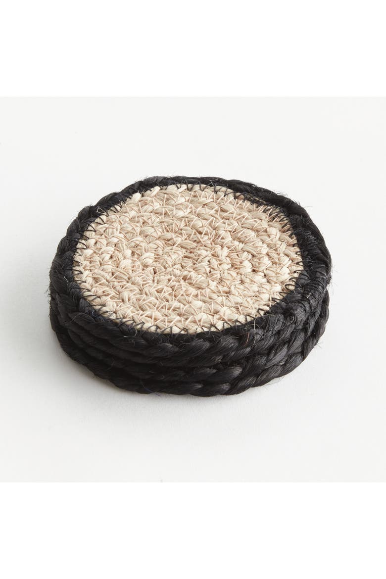Jute Coaster Set, Alternate, color, Black