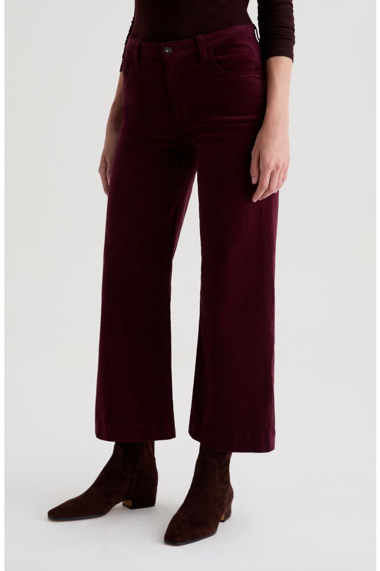 Saige Mid Rise Ankle Wide Leg Corduroy Pants, Alternate, color, WINERY