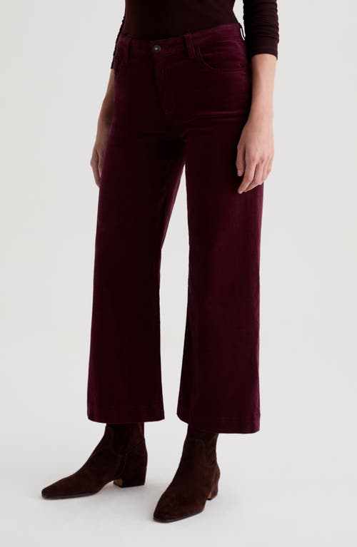 Ag Saige Mid Rise Ankle Wide Leg Corduroy Pants In Burgundy