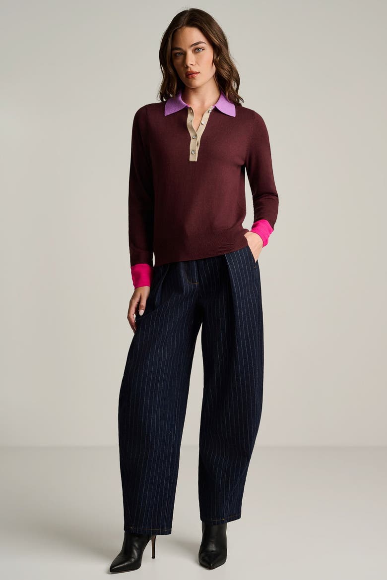 Pop Posh Cotton Cashmere Polo, Alternate, color, Rum Rasin