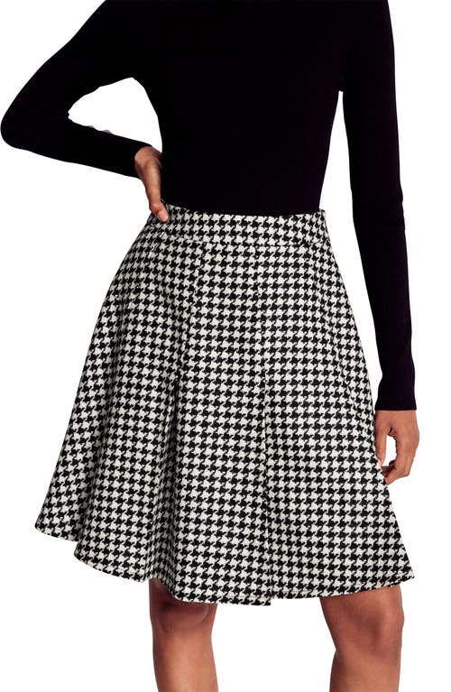 Boden Houndstooth Check Wool Skirt In Black